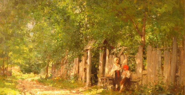 Nicolae Grigorescu Girls Spinning at the Gate